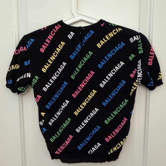 Balenciaga woman Black Tee with Colorful Logo Print - Picture 13 of 13